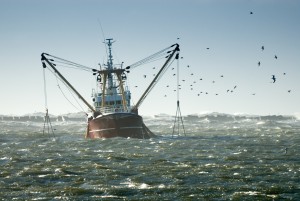 fishing ship in a storm (ijmuiden the Netherlands)